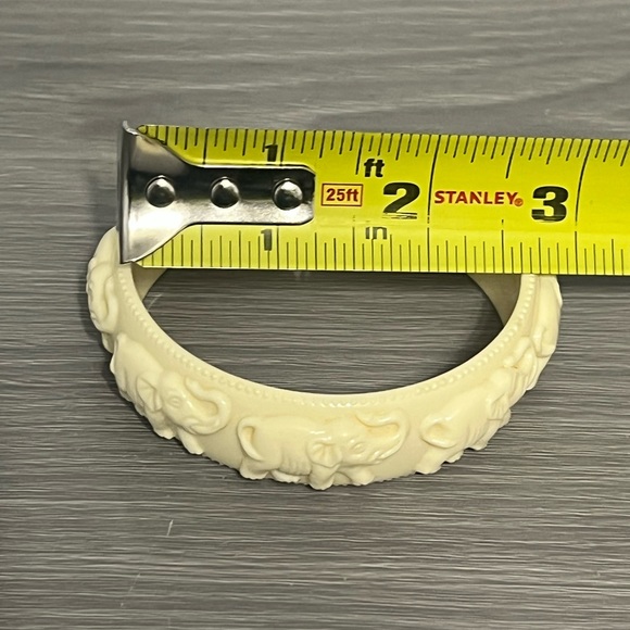 Plastic Ivory Elephant Bangle Bracelet, Boho - Picture 5 of 5